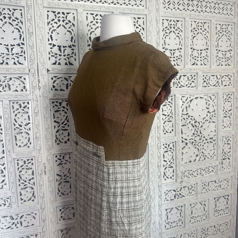 Vintage Handmade Plaid Career Business Dress & Blazer Set Sz Small - Picture 6 of 10